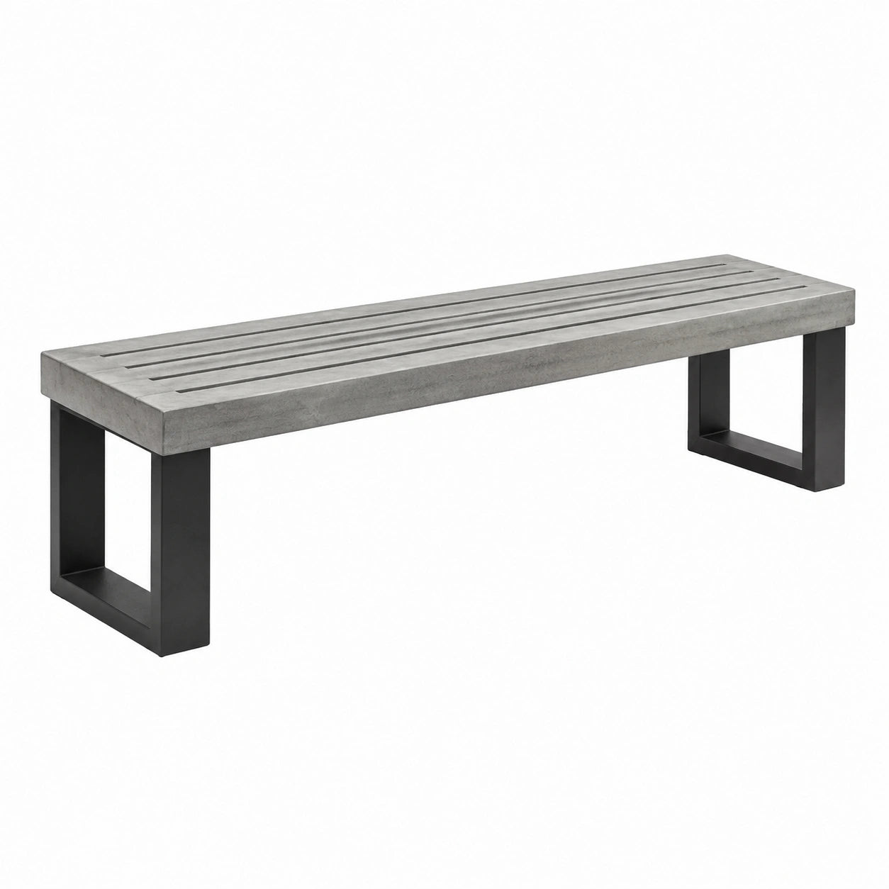 Bank aus Beton und Stahl 180x40x45 cm Grau