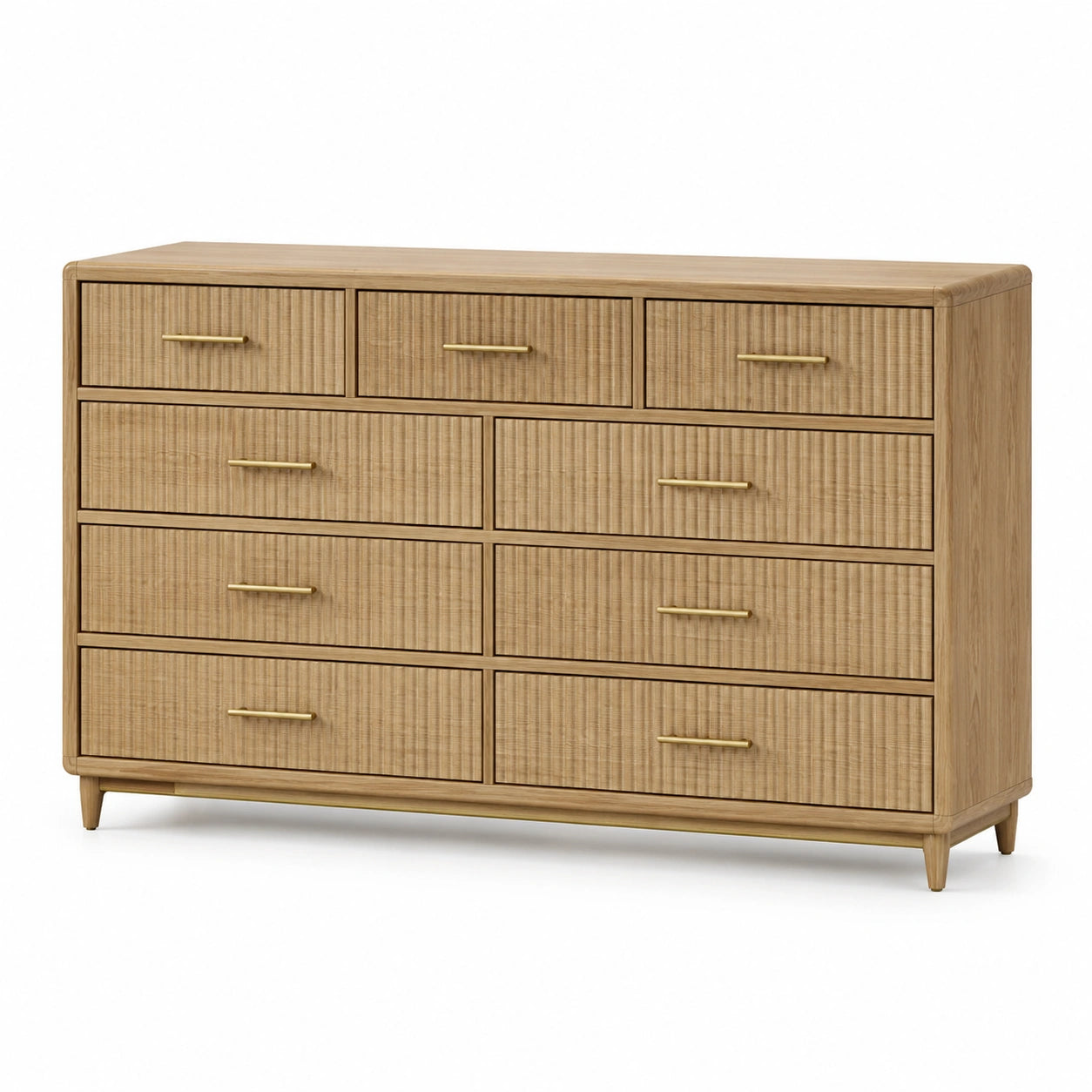 Schubladenschrank mit 10 Schubladen Eichenholz 130cm x 40cm x 80cm Natur