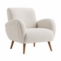 Sessel aus Bouclé-Stoff und Massivholz in Creme