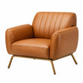 Ledersessel mit Metallrahmen, Cognac Braun