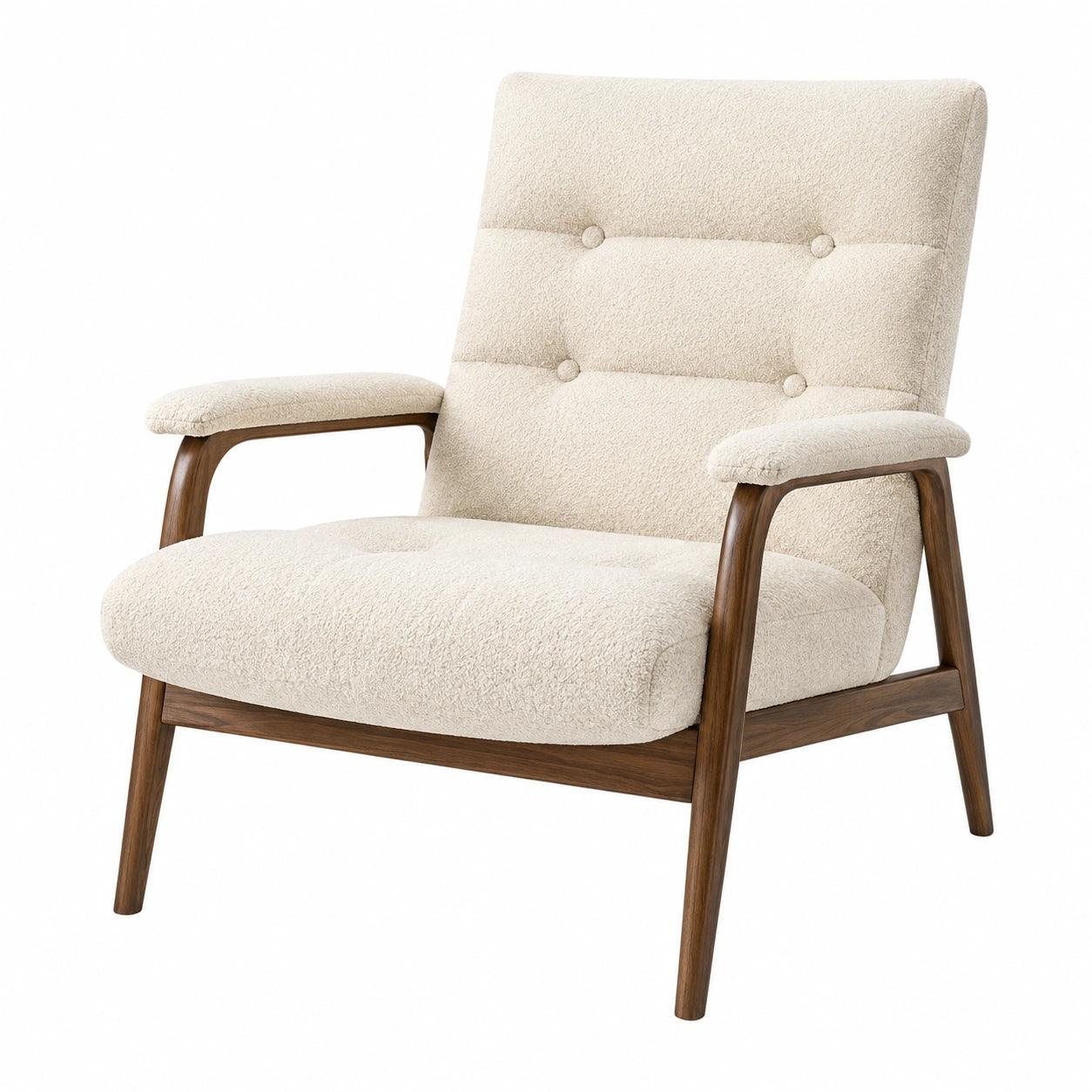 Sessel Holzrahmen Bouclé Creme 80cm x 75cm x 85cm
