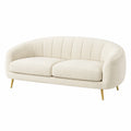 3-Sitzer Sofa Holzrahmen Bouclé-Stoff Creme
