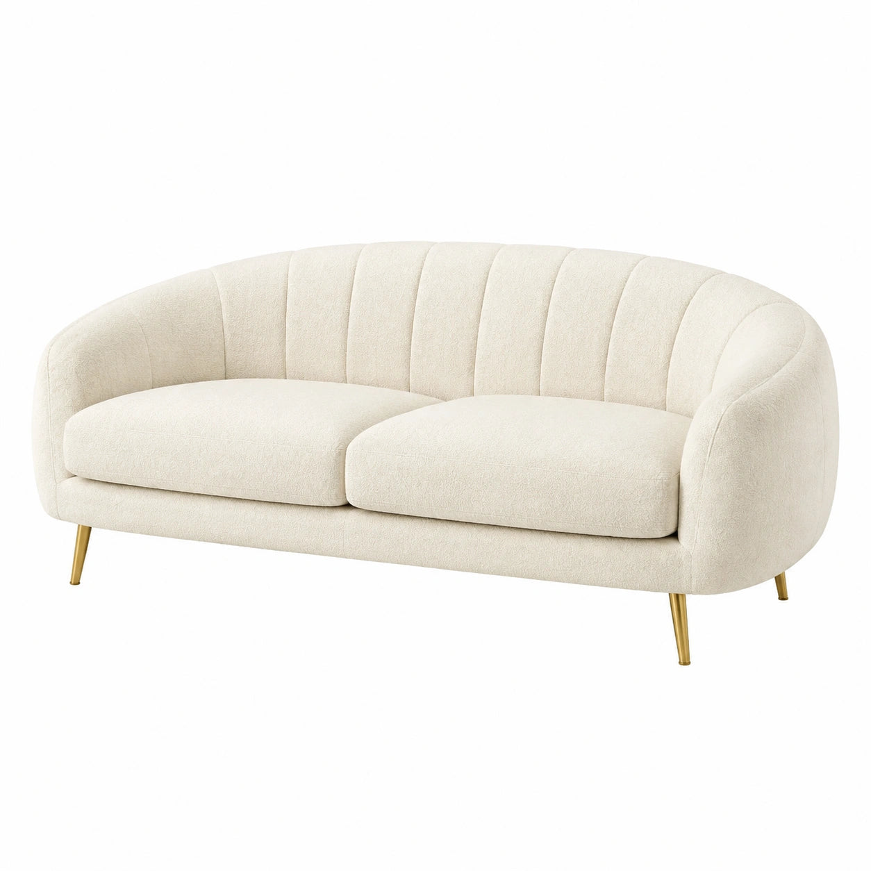3-Sitzer Sofa Holzrahmen Bouclé-Stoff Creme