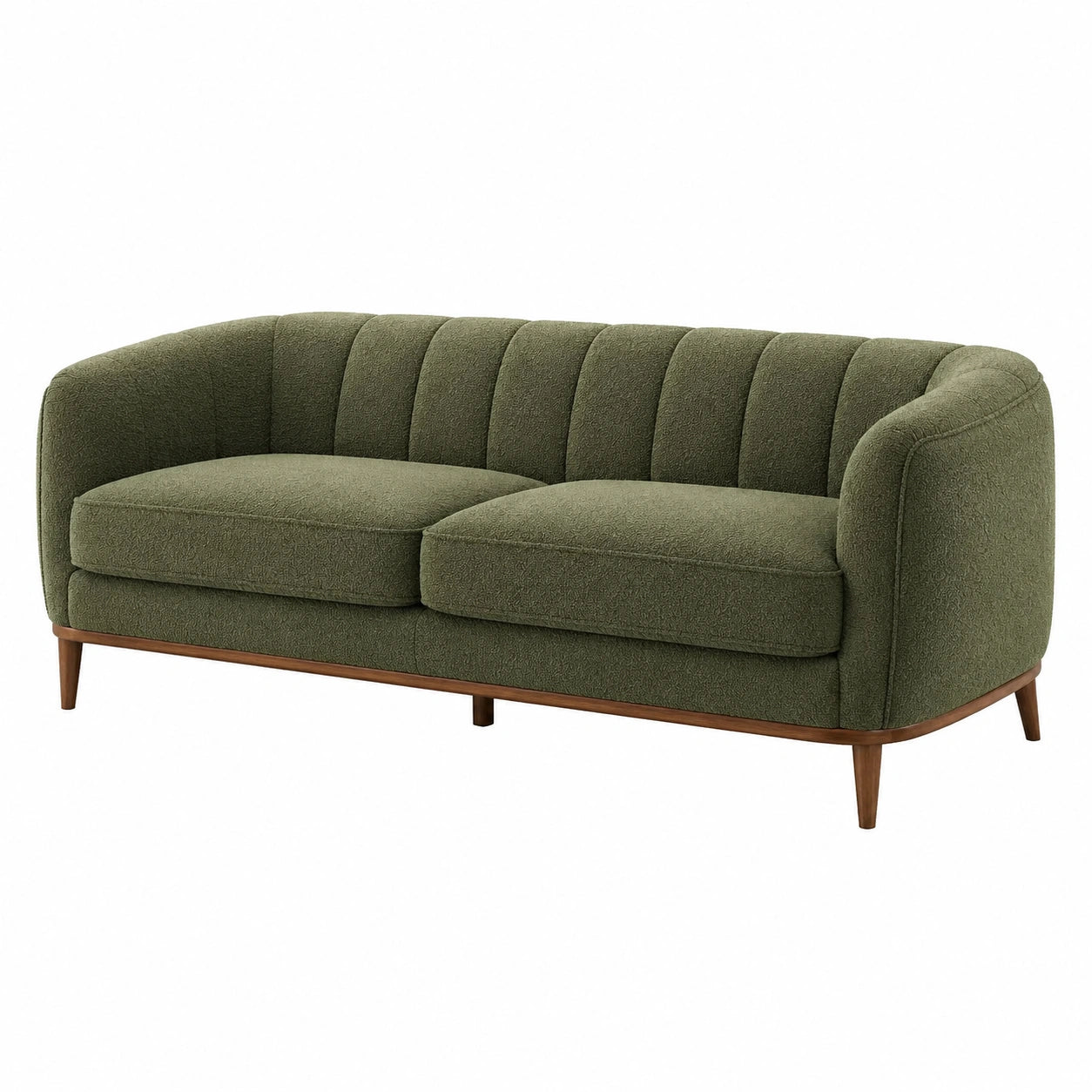 3-Sitzer Sofa Holzrahmen Bouclé-Stoff 210 cm grün