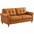 Zweisitzer Sofa PU-Leder Braun 200 cm