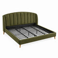 Doppelbett Samt Metall Holz 200x180 cm Olivgrün
