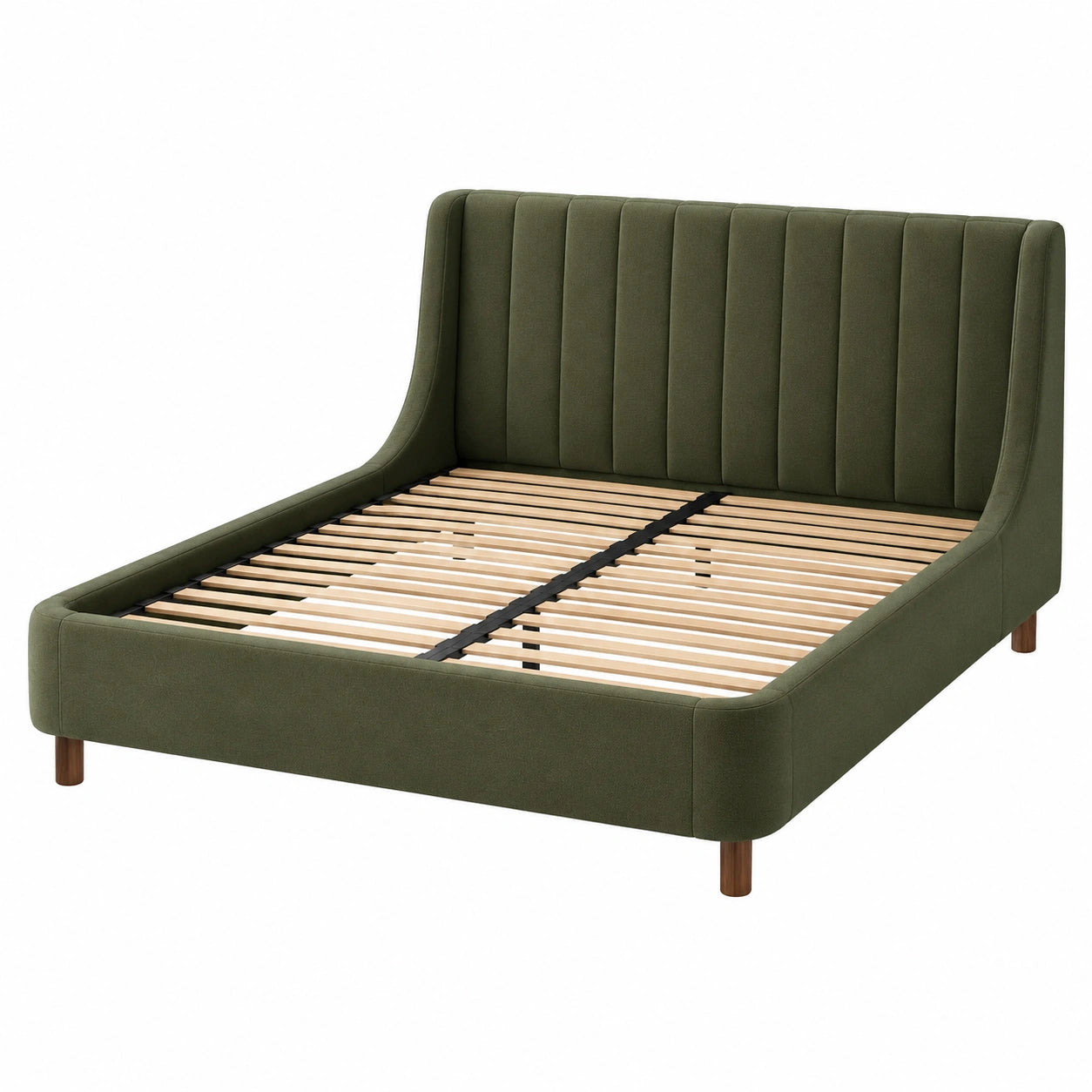 Grünes Stoffdoppelbett mit Holzrahmen 200x160 cm