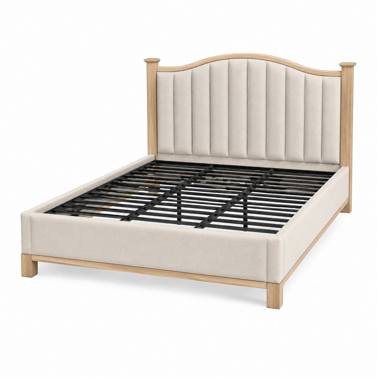 Doppelbett Stoff Massivholz Eiche 200x180 cm Beige