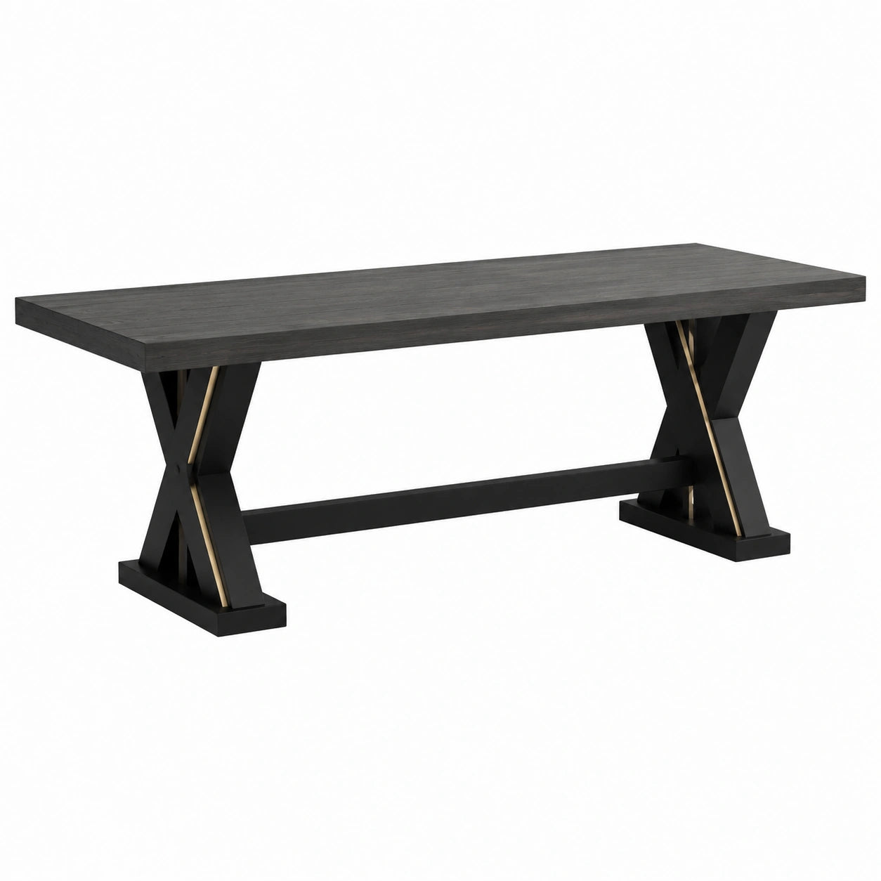 Esstisch rechteckig Metallgestell 180x90x75cm schwarz/gold