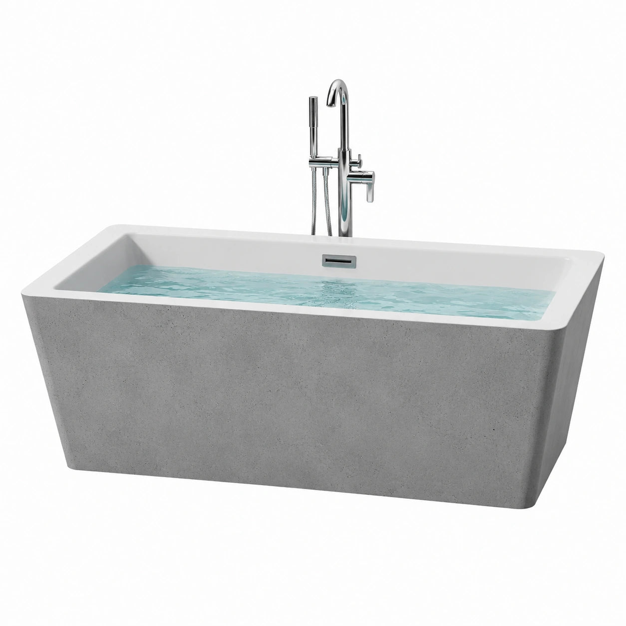 Freistehende Badewanne Rechteckform Acryl 170x75x58 cm Grau