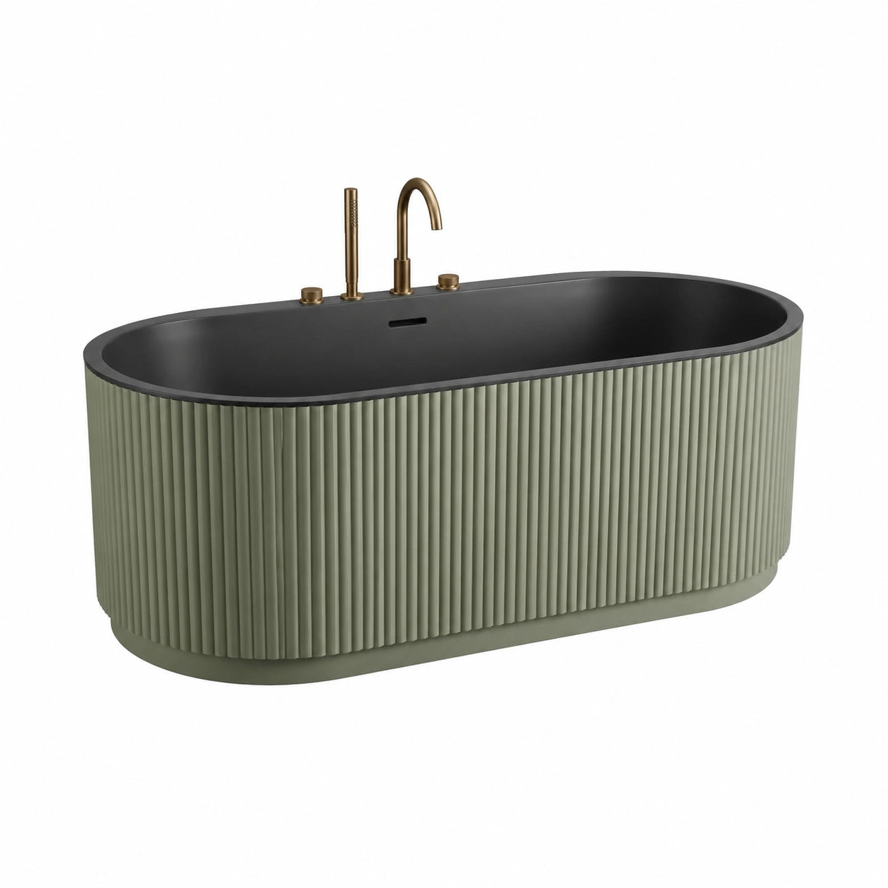 Freistehende Badewanne Oval Acryl Schwarz/Olivgrün