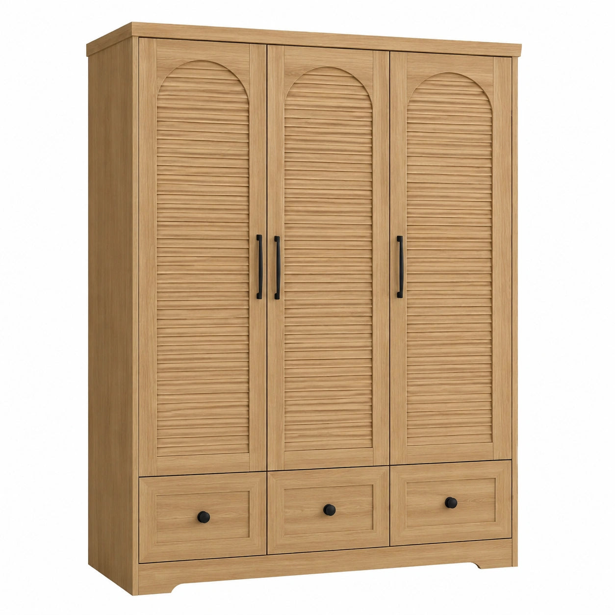 Kleiderschrank mit 3 Türen MDF mit Eichenfurnier 150x200x60 cm