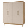 Kleiderschrank aus Holz mit Stoffbezug 200x60x220 cm Beige