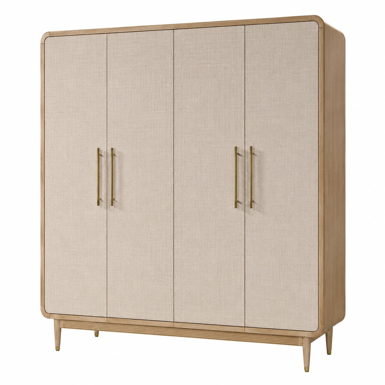 Kleiderschrank aus Holz mit Stoffbezug 200x60x220 cm Beige