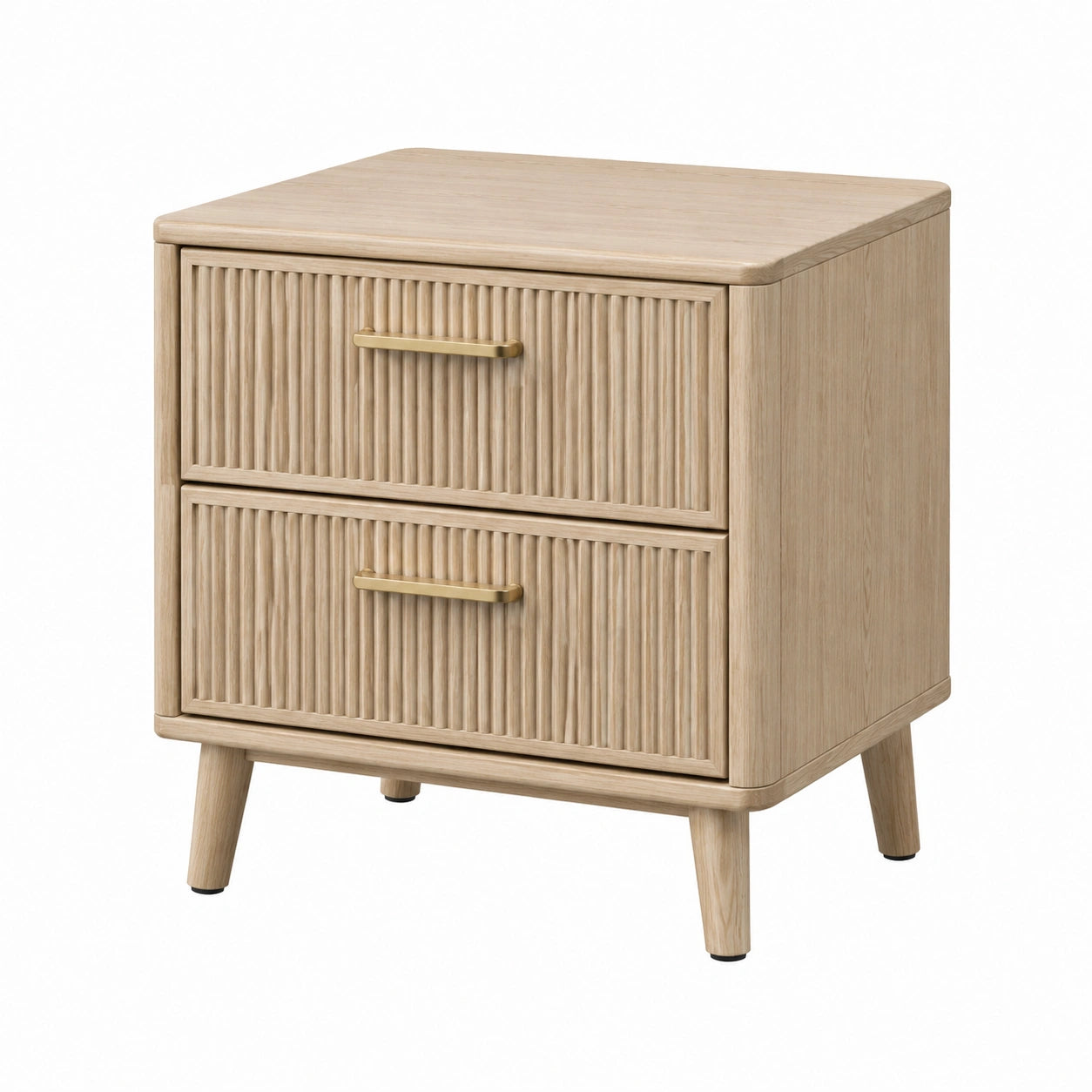 Nachttisch aus Eichenholz mit zwei Schubladen, 40x30x50 cm, Beige